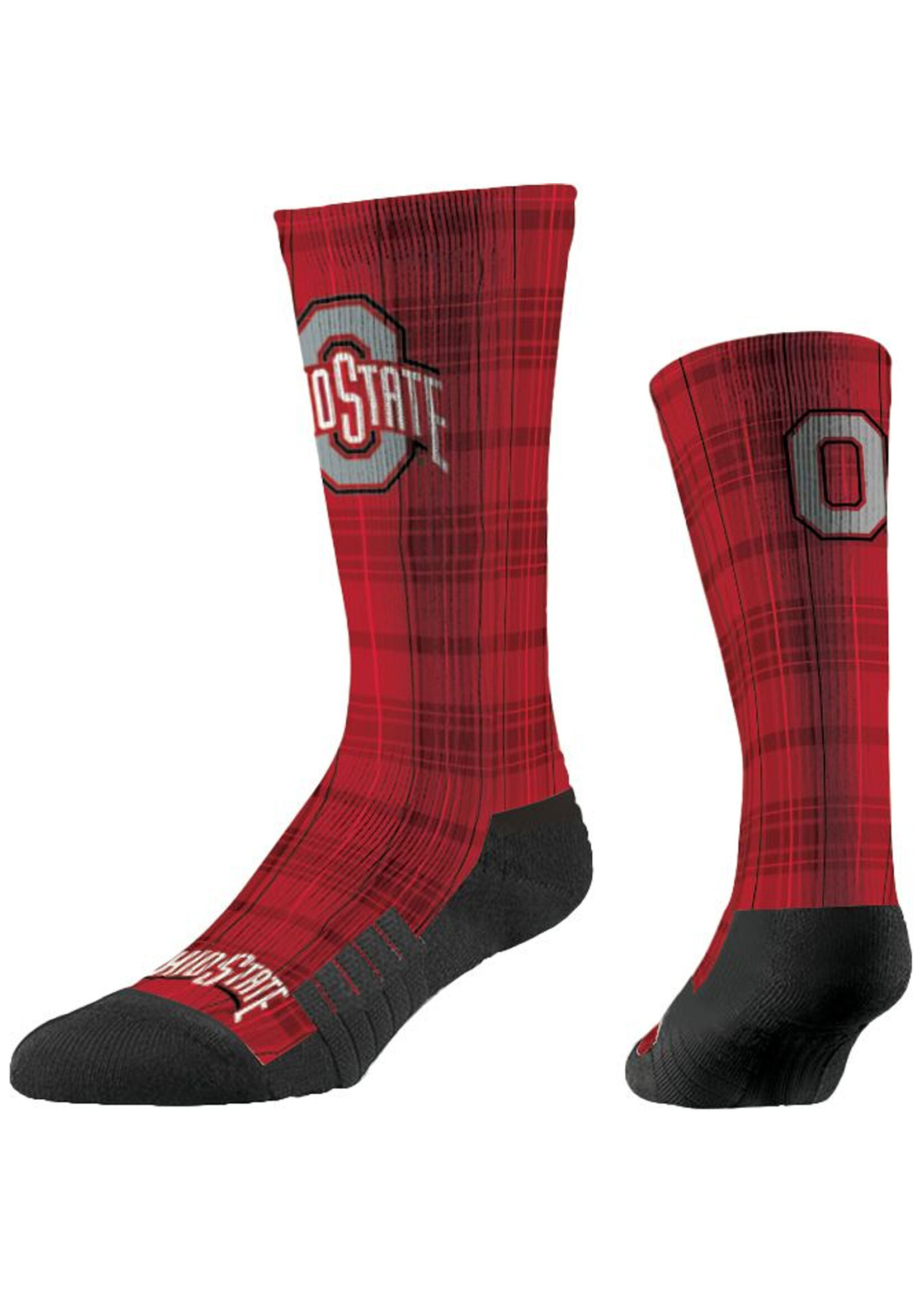 Ohio State Buckeyes Plaid Crew Socks