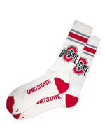 TCK Ohio State Buckeyes White & Red Striped Crew Socks