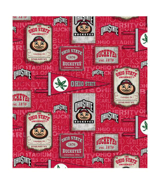 Ohio State Buckeyes Vintage Pennant Cotton Material 15ydsx42in