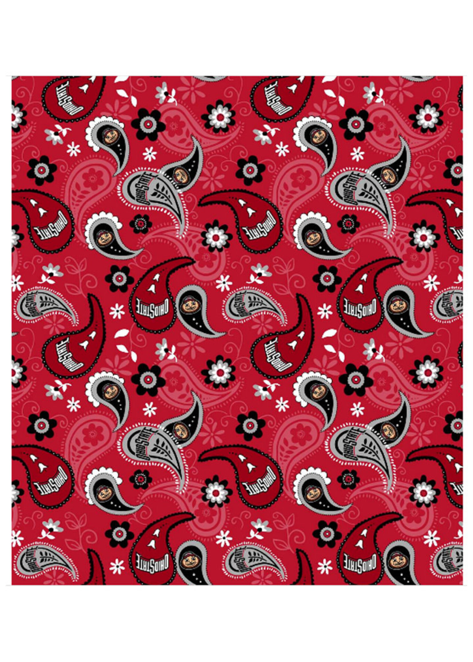 Ohio State Buckeyes Paisley Cotton Material 15ydsx42in
