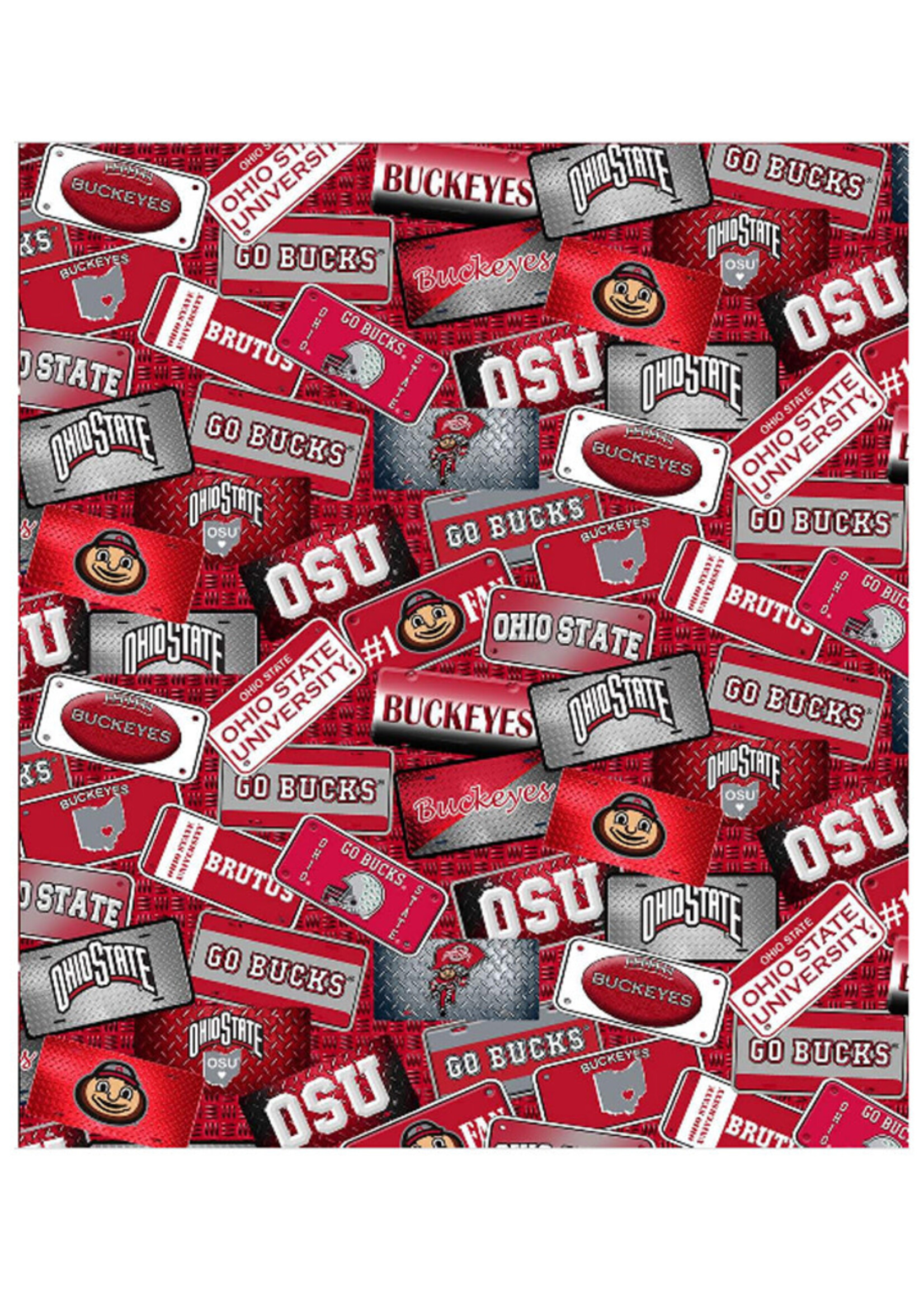 Ohio State Buckeyes License Plate Cotton Material 15ydsx42in