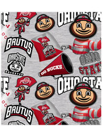 Ohio State Buckeyes Brutus Gray Cotton Material 15ydsx42in