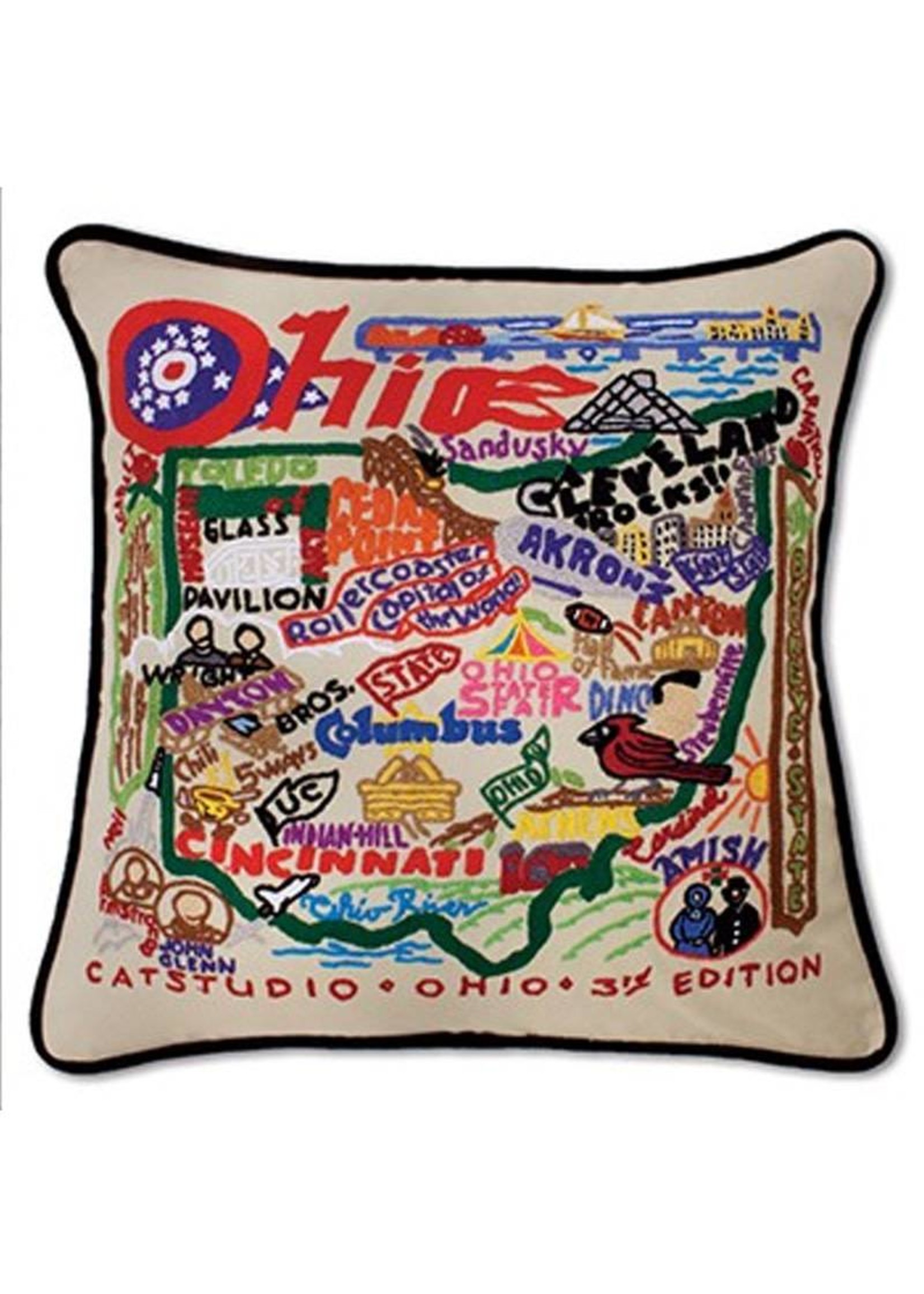 Catstudio Ohio Hand-Embroidered Pillow