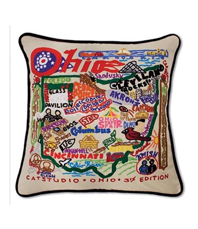 Catstudio Ohio Hand-Embroidered Pillow