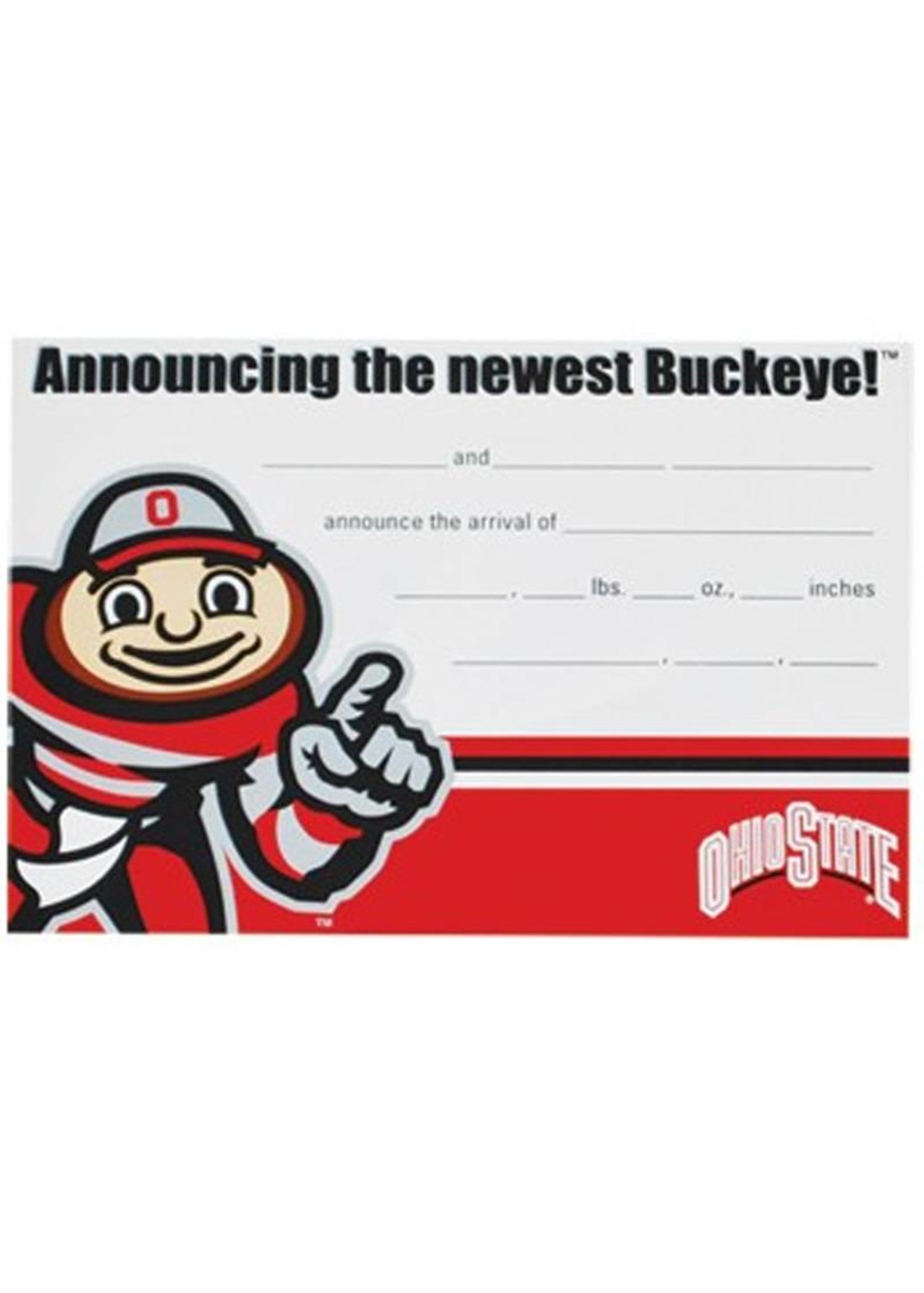 Ohio State University Baby Buckeye Announcement Cards