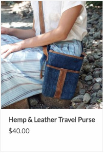 Small Hemp and Leather Bag from Ganesh Himal Trading