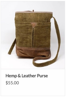 Hemp and Leather Bag from Ganesh Himal Trading