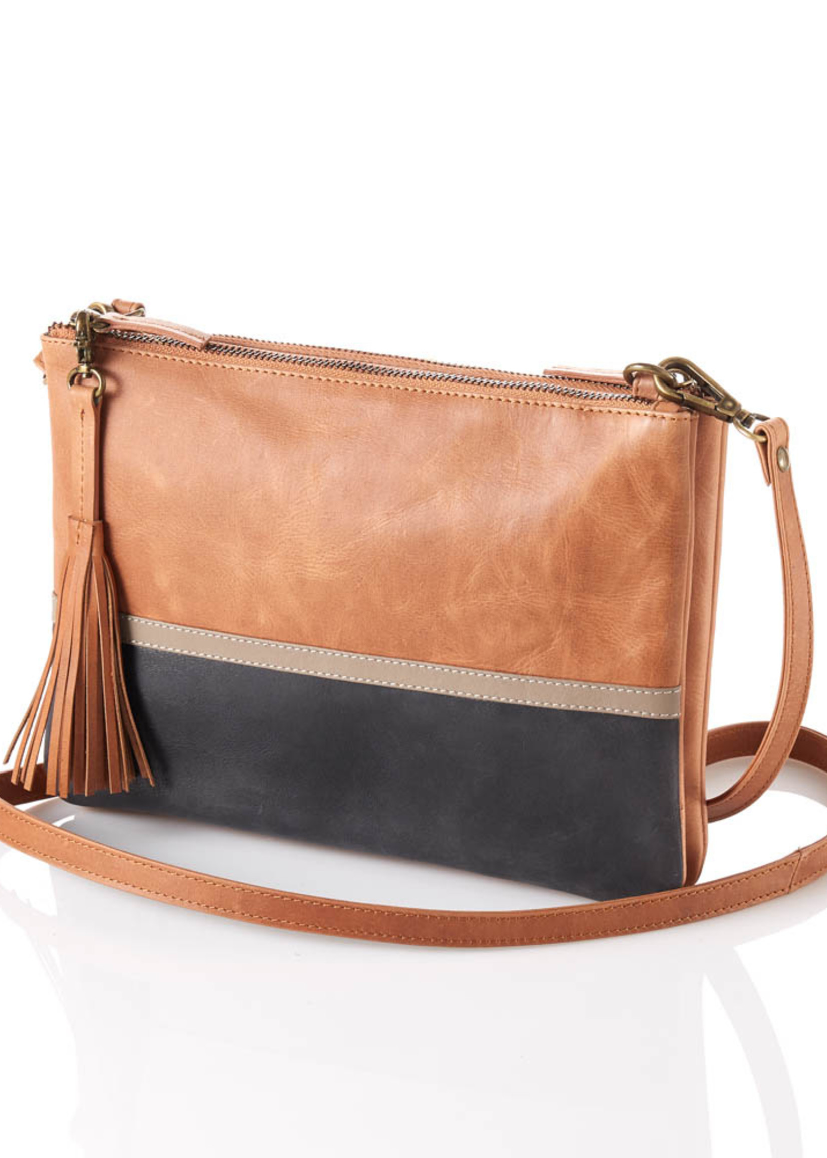 Leather Crossbody With Front And Back Pocket, Handbags