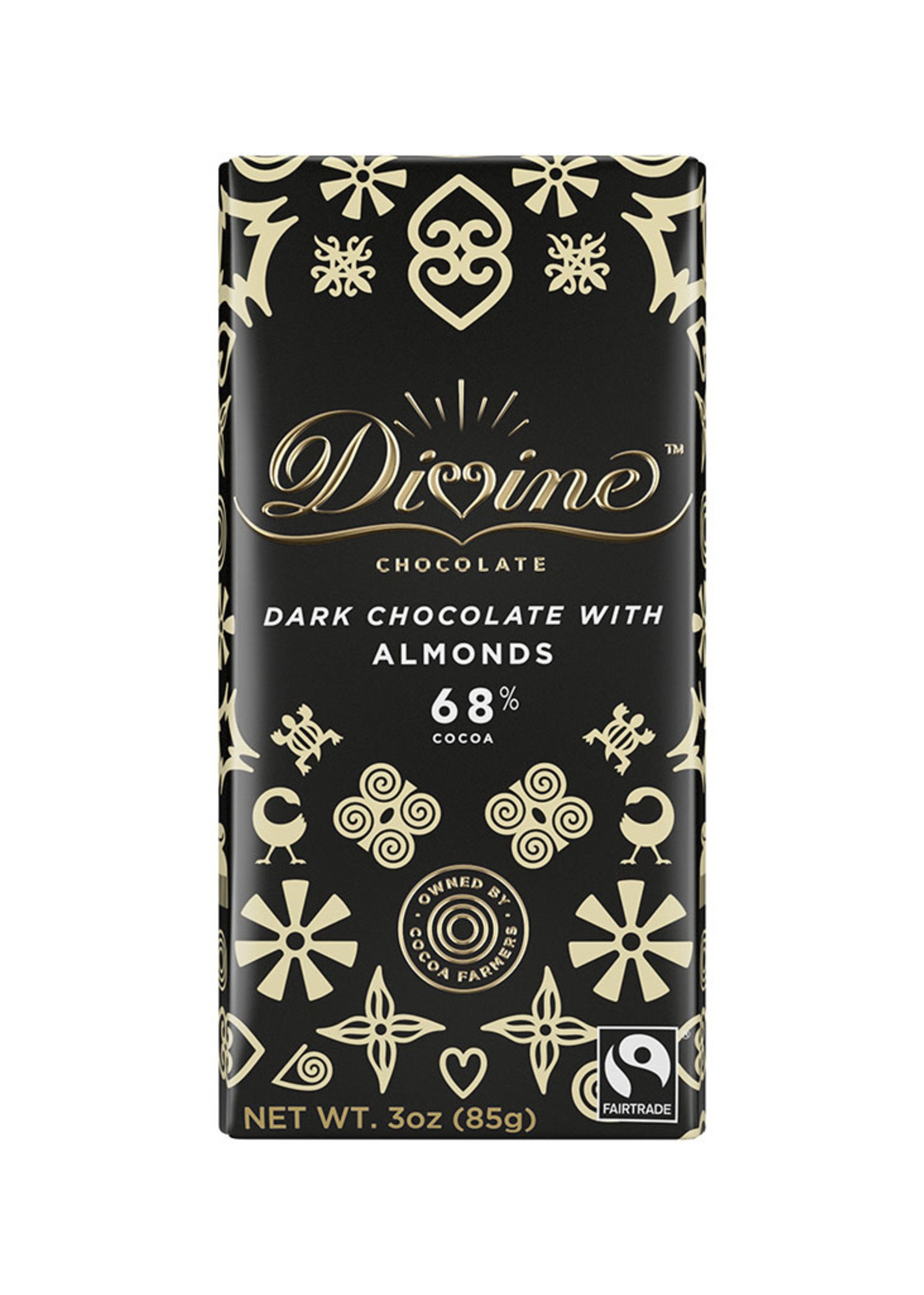 Divine Chocolate Dark Chocolate Bar with  Almonds