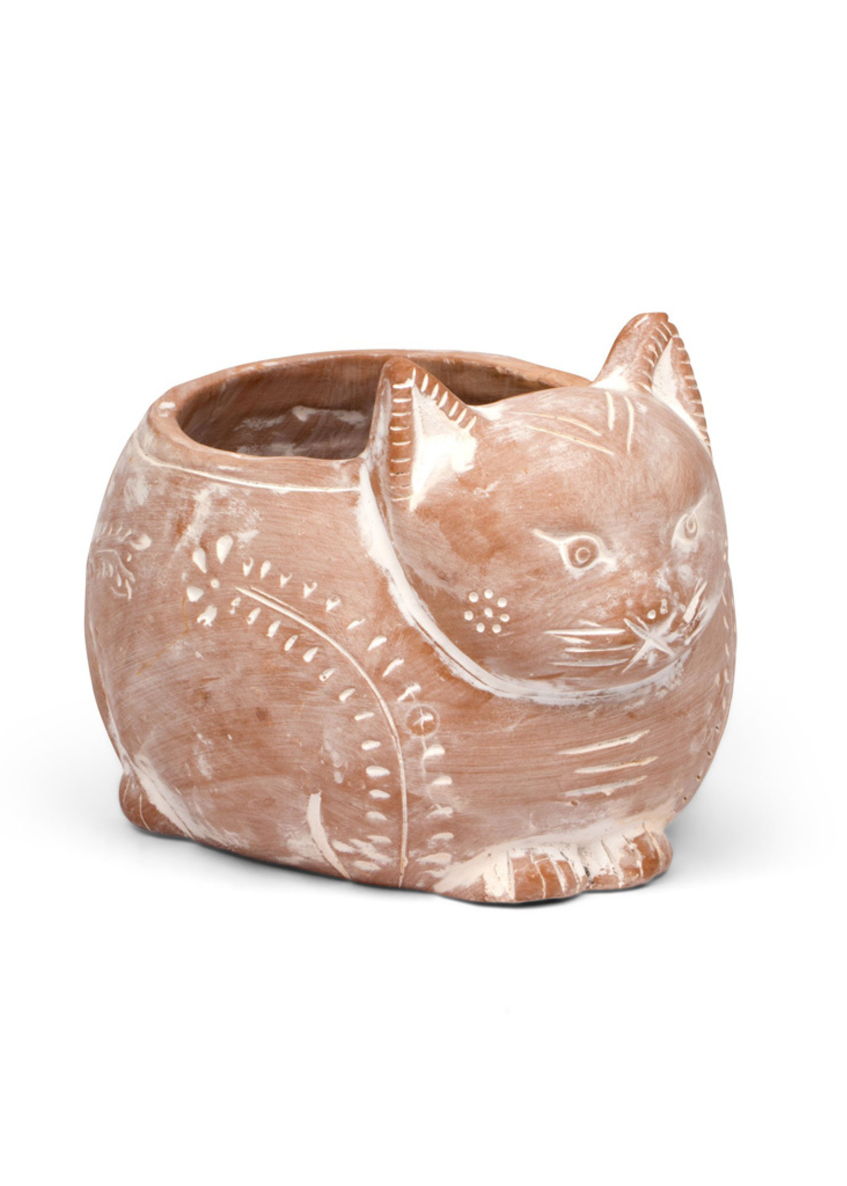Ten Thousand Villages Ceramic Crouching Cat Planter