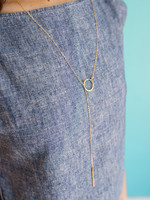 Forai Gold Circle & Line Lariat Necklace