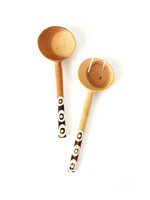 Swahili Modern Olive Wood Traditional Petite Salad Servers