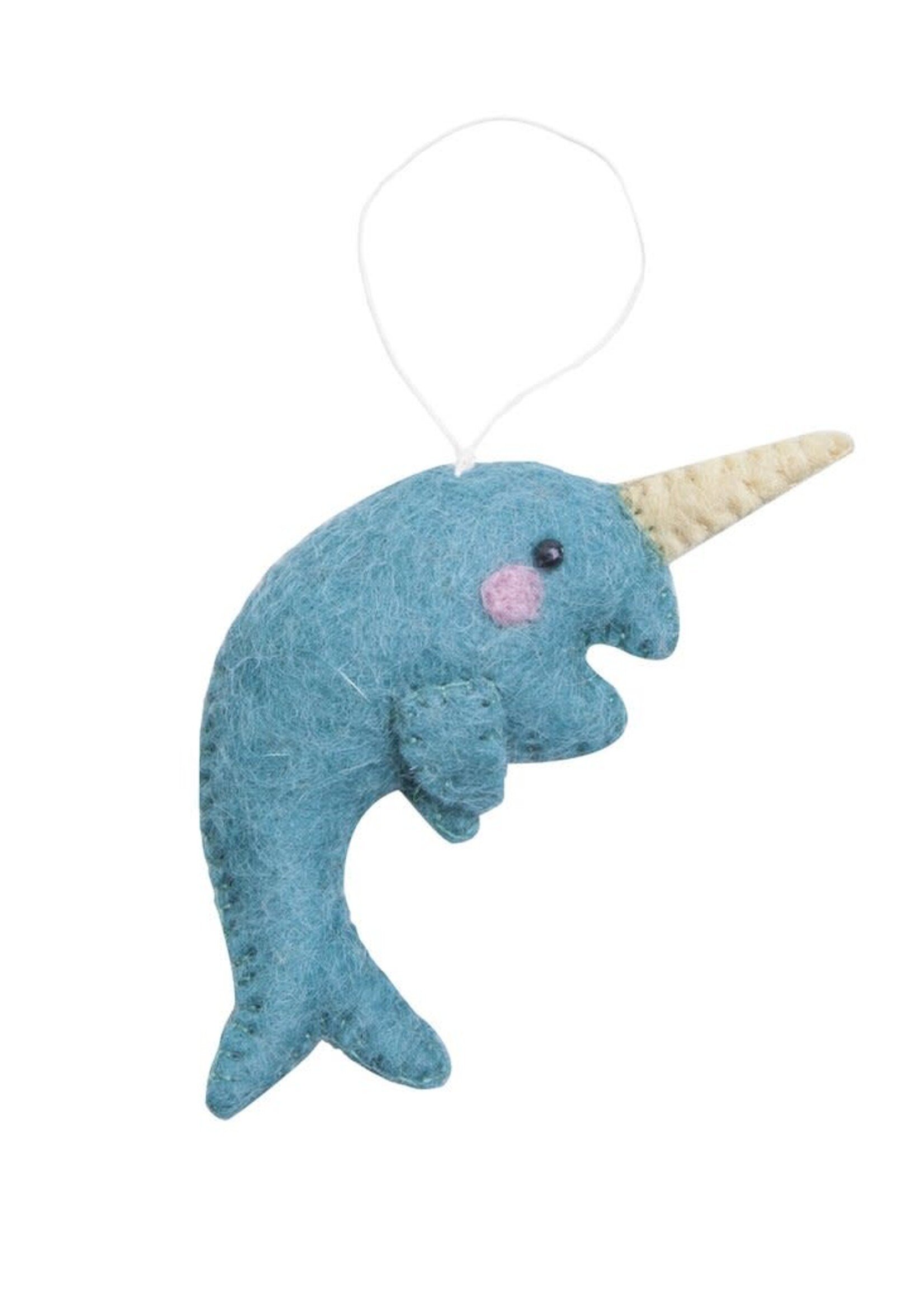 Global Goods Partners Felt Narwhal Ornament