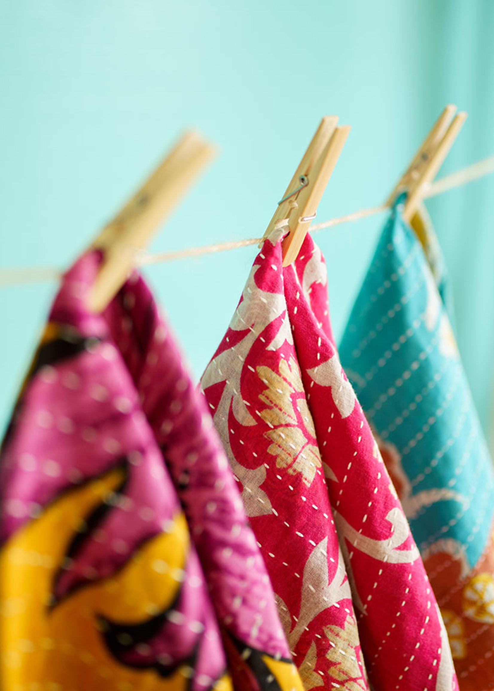 Kantha Dishcloths Set of 3, Fair Trade Kitchen Textiles