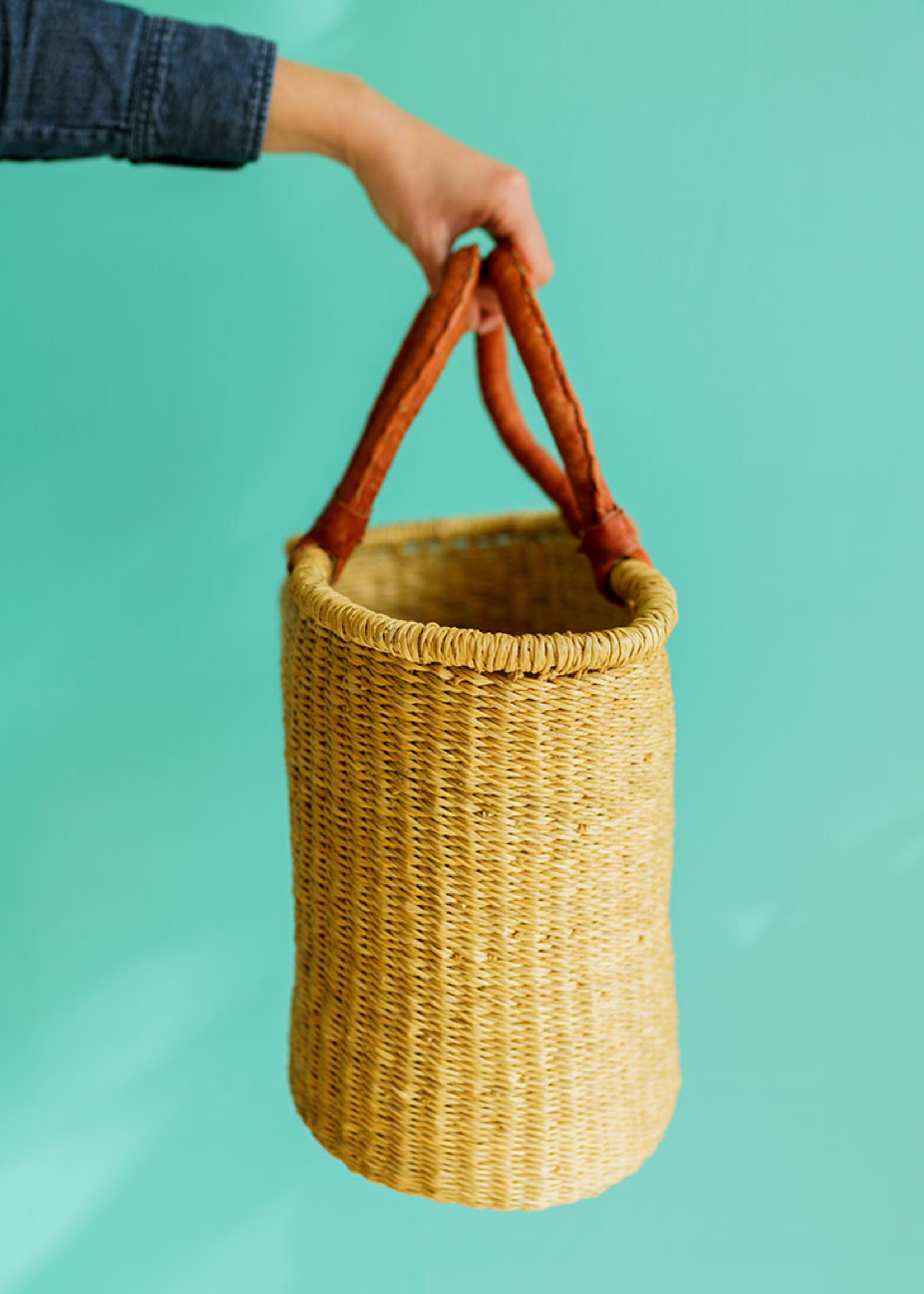 African Market Baskets Natural Oval Shopper Basket