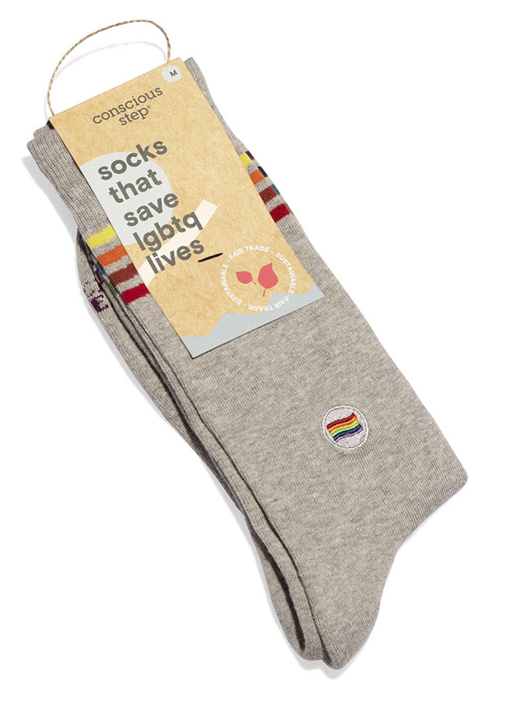 Conscious Step Men's Socks Saves LGBTQ Lives [Gray]