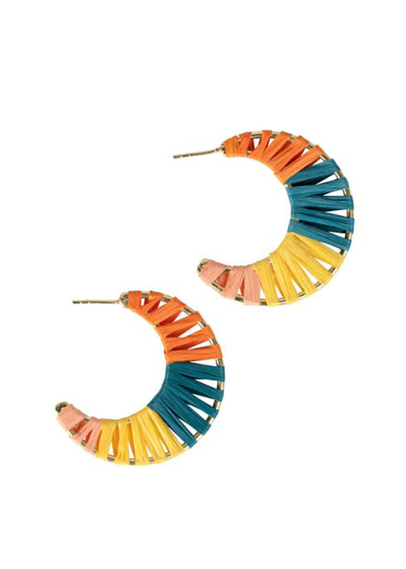 Tara Projects Wrapped Crescent Raffia Hoop Earrings