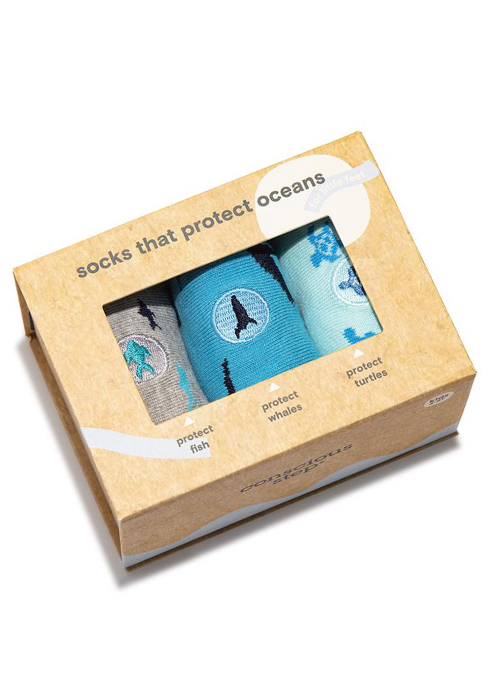 Conscious Step Kid's Sock Box Protects Oceans 7-10Y