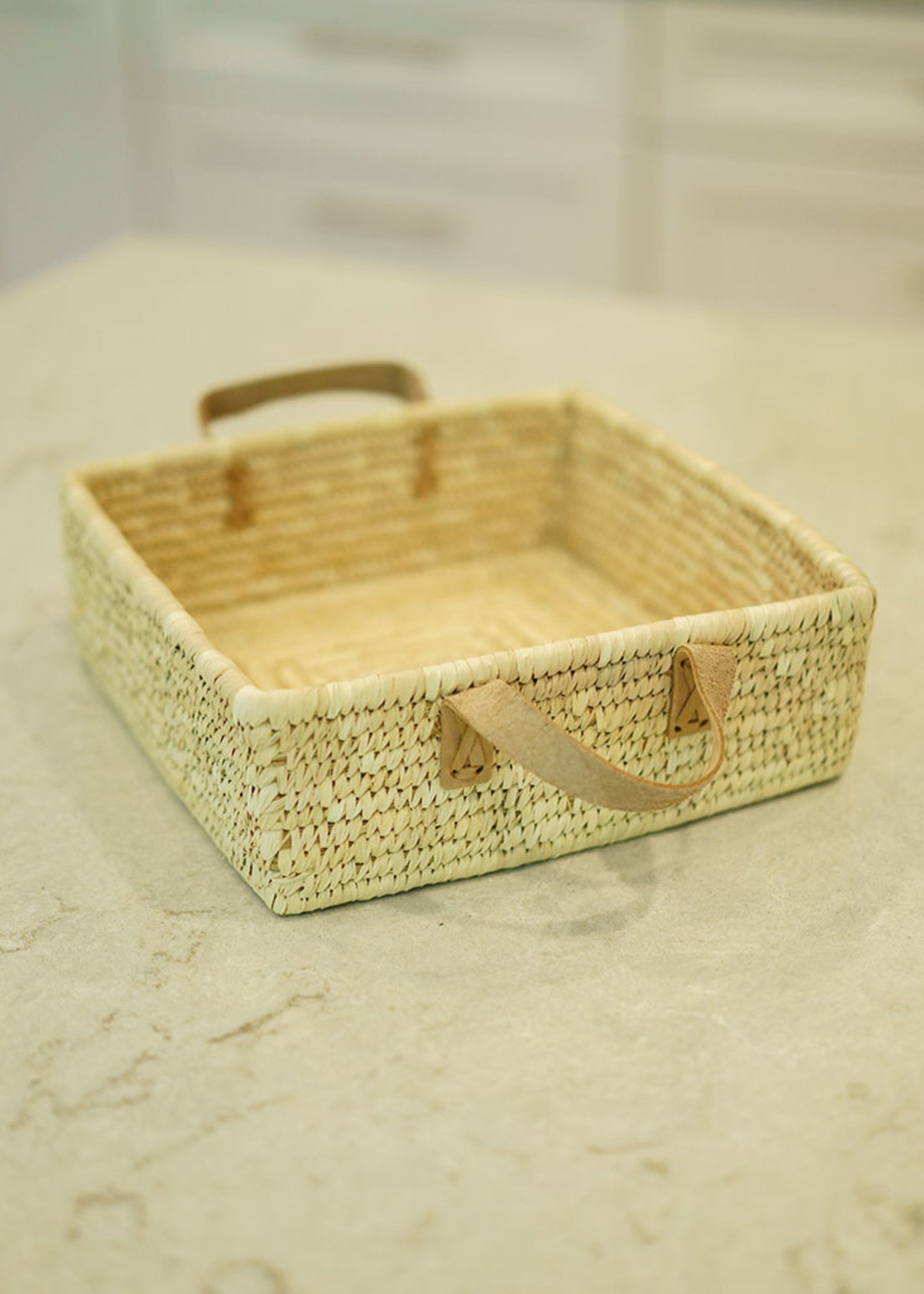 Ten Thousand Villages Square Handled Basket