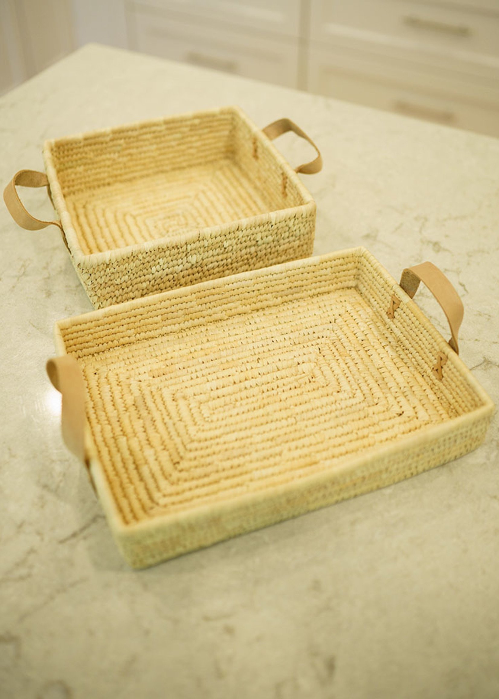 Ten Thousand Villages Square Handled Basket