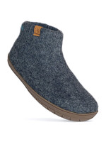 Baabushka Dark Grey Booties Wool With Rubber Sole