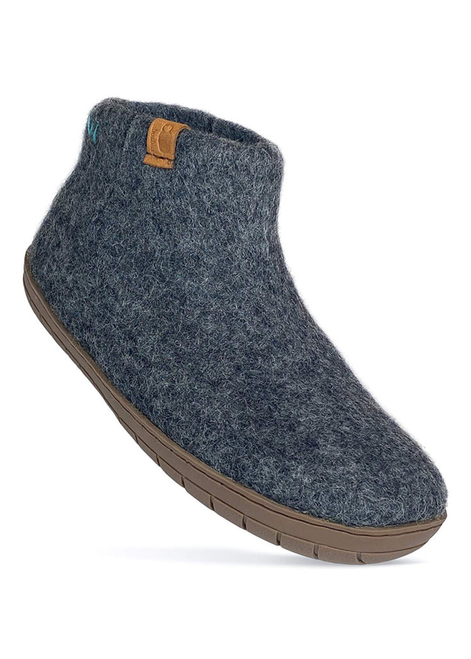 Baabushka Dark Grey Booties Wool With Rubber Sole