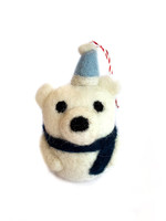Tufted Wool Polar Bear with Hat
