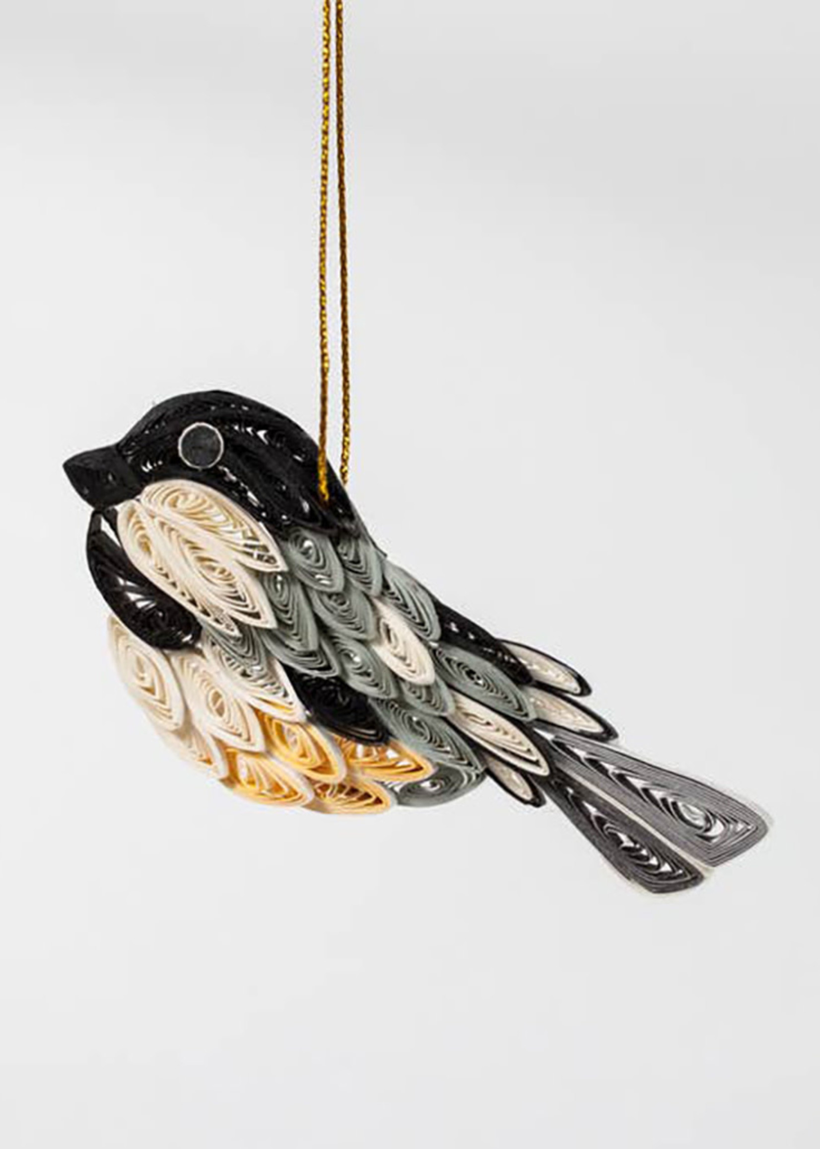 Ten Thousand Villages Quilled Chickadee Ornament