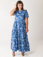 Global Mamas Stone Blue Tiered Forage Dress