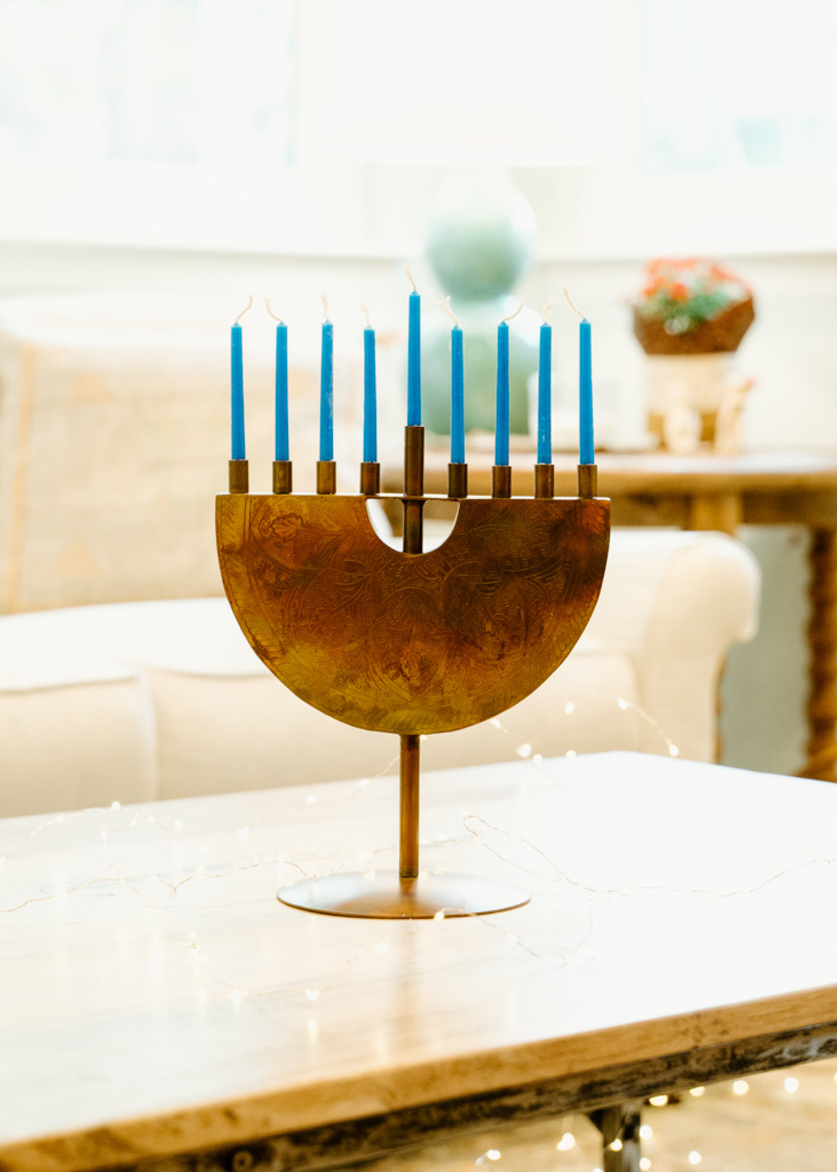 Ten Thousand Villages Engraved Iron Menorah