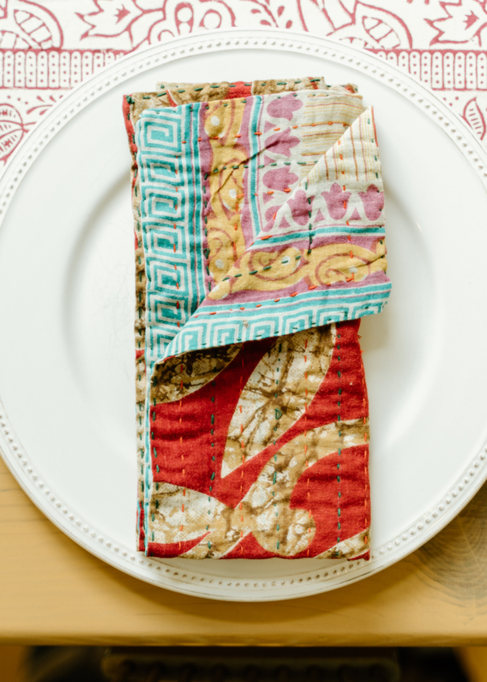 Kantha Dishcloths Set of 3, Fair Trade Kitchen Textiles