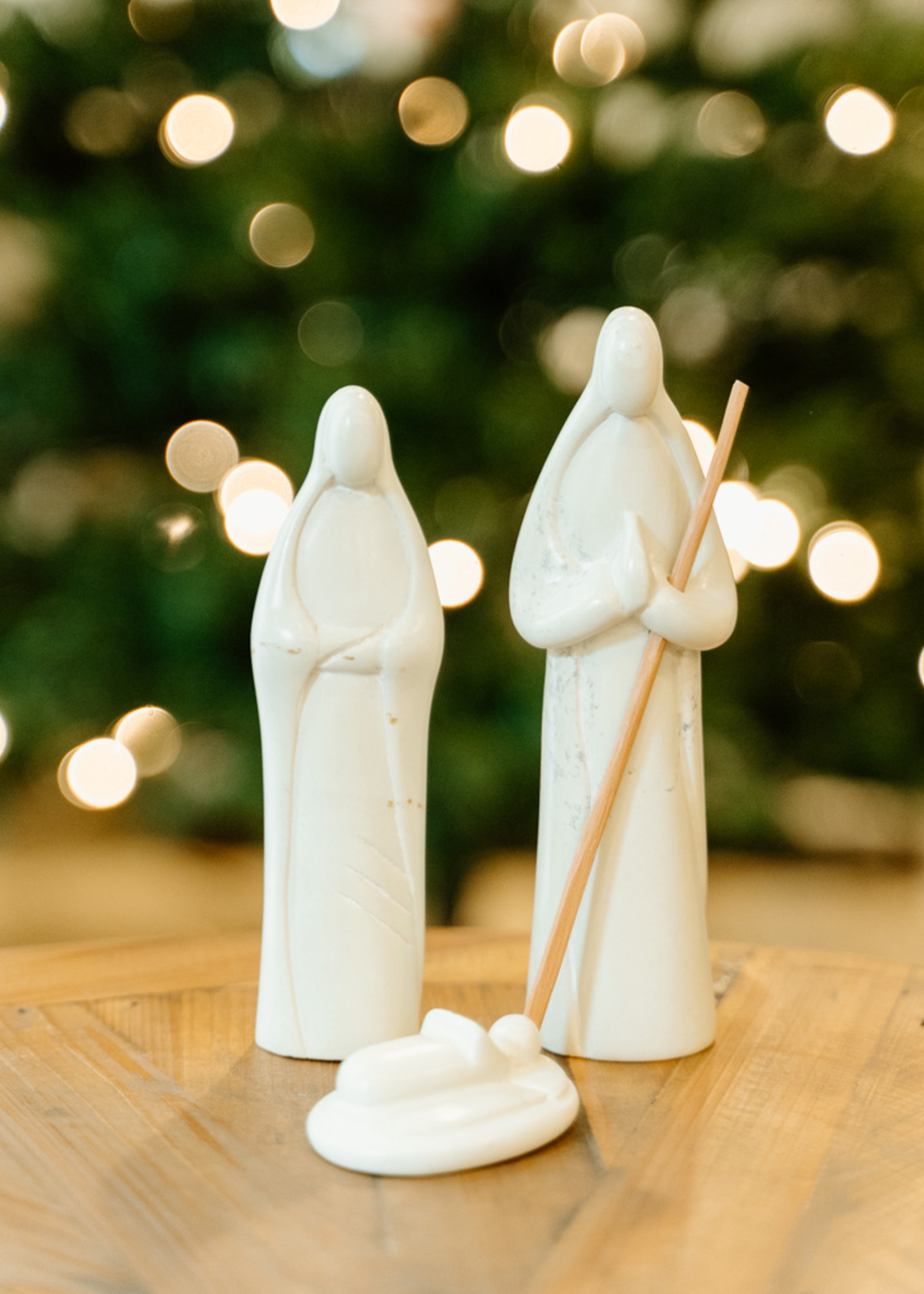 Venture Imports Soapstone Natural 3-Piece Nativity
