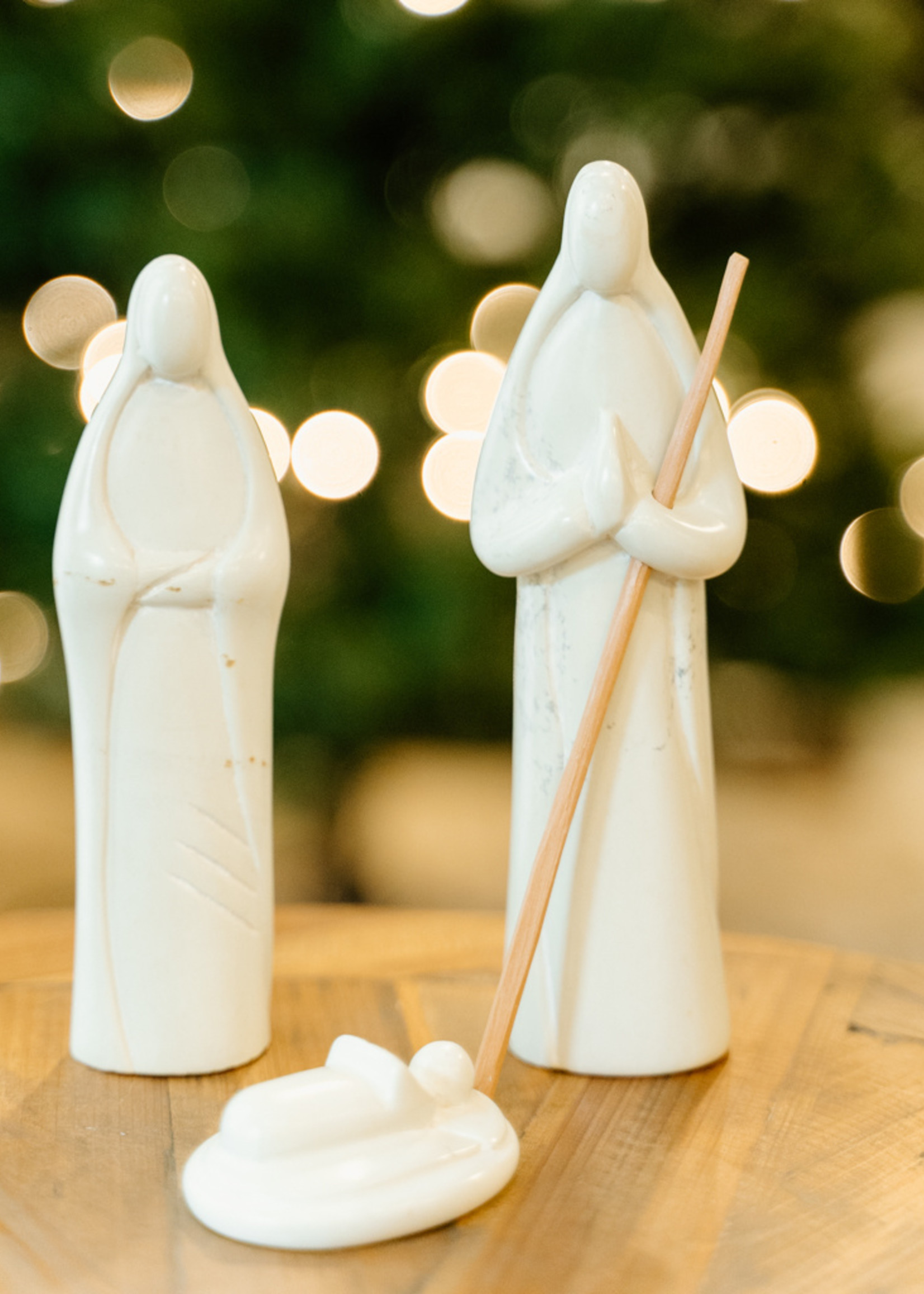 Venture Imports Soapstone Natural 3-Piece Nativity