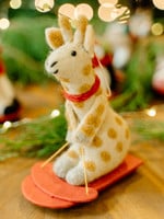 dZi Sledding Giraffe Ornament