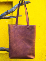 Twin Engine Perfect in Leather Tote Bag - Saddle Brown