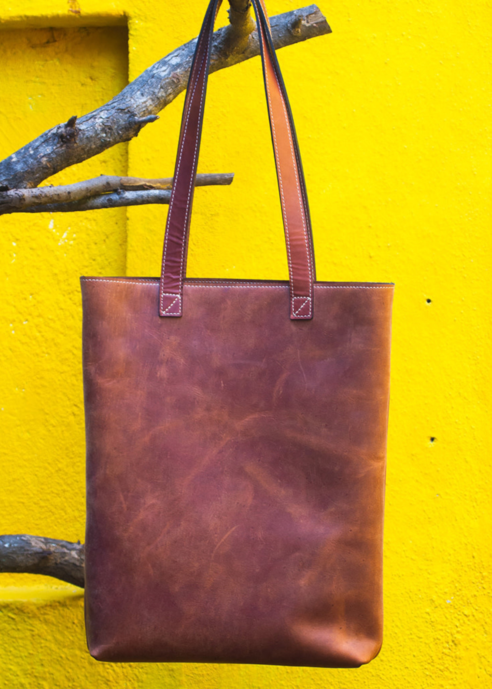 Perfect in Leather Tote Bag - Saddle Brown