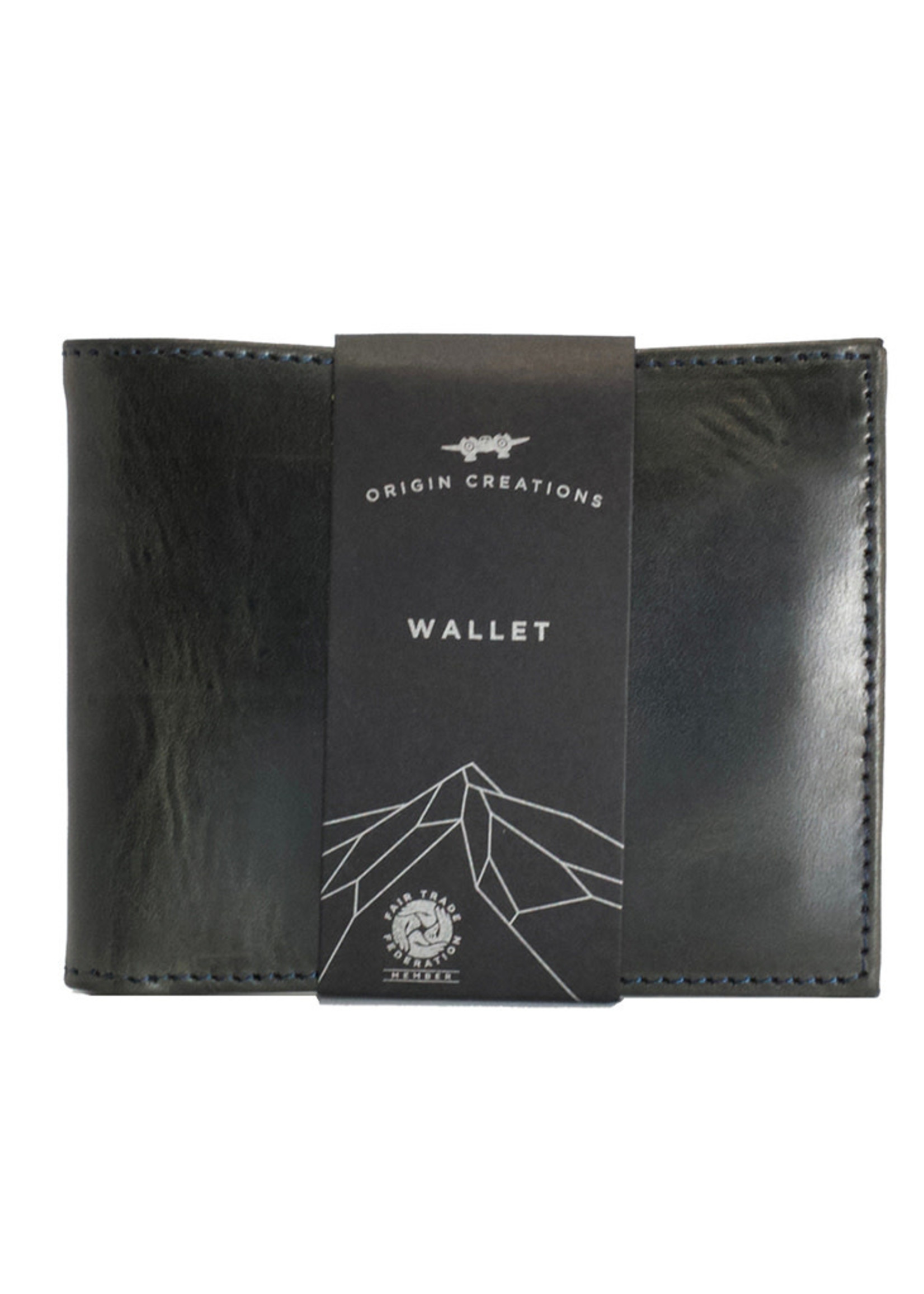 Factory Crosshatched Faux-Leather Bifold Wallet - Black