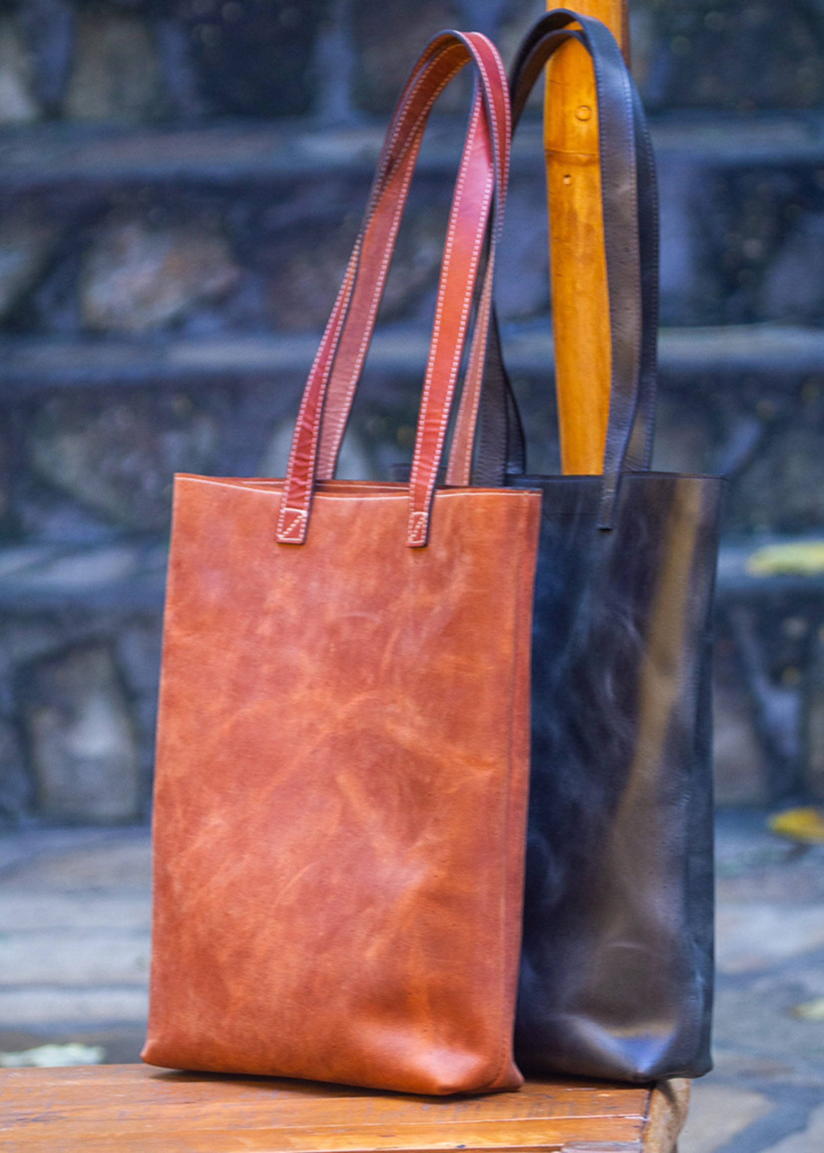 Perfect in Leather Tote Bag - Saddle Brown