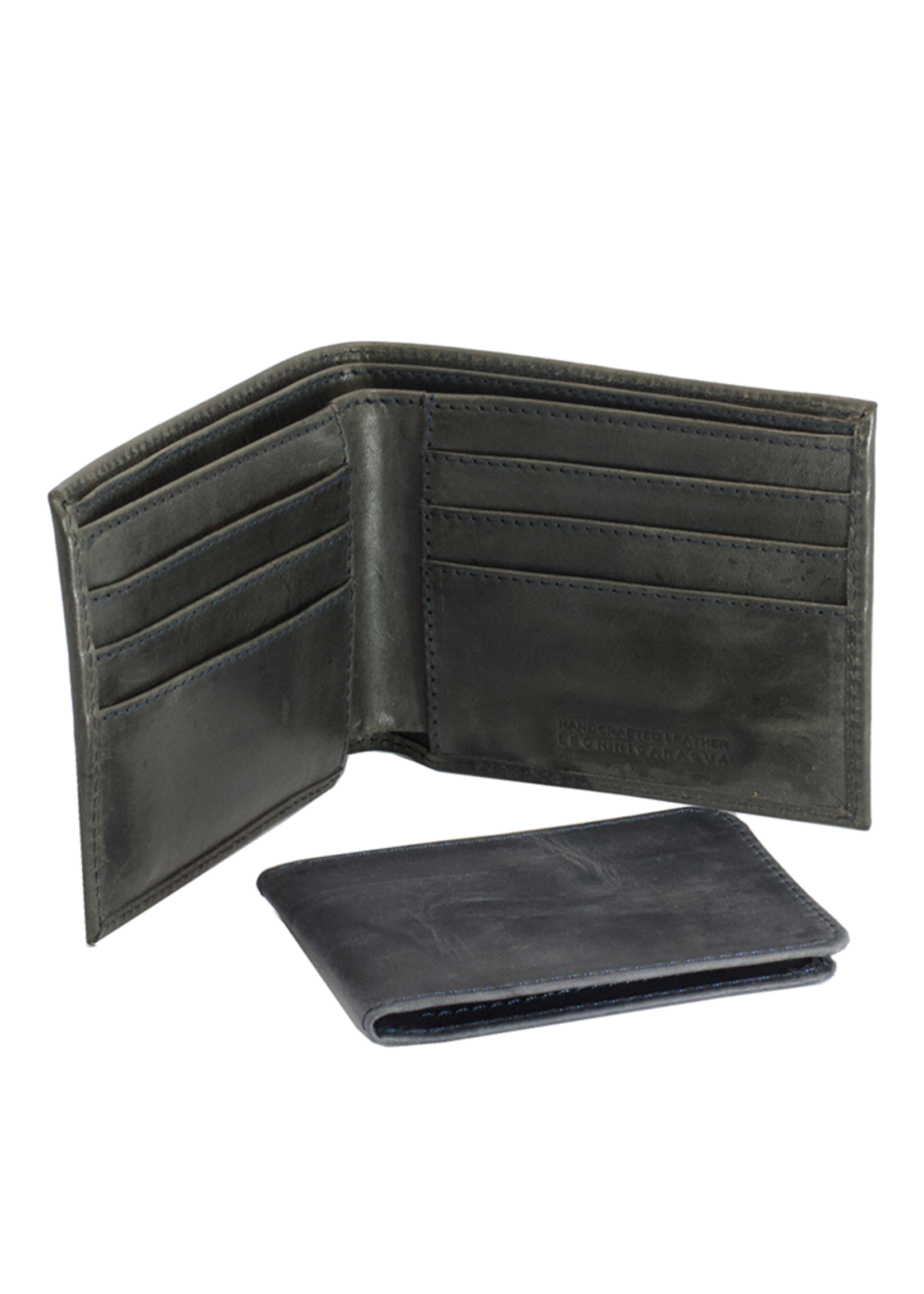 Leather Bi-Fold Wallet - Electric Black