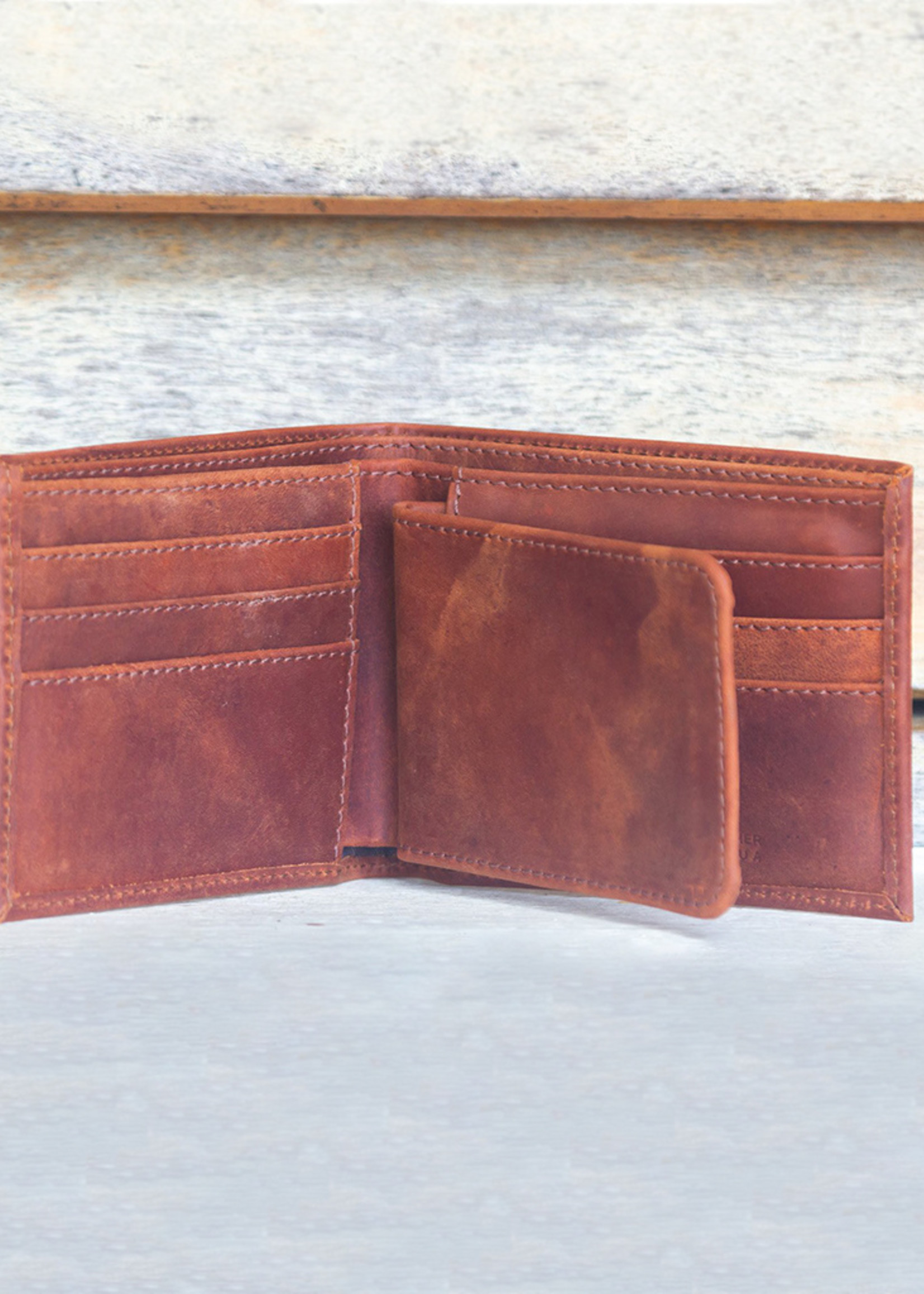 Leather Bi-Fold Wallet - Saddle Brown