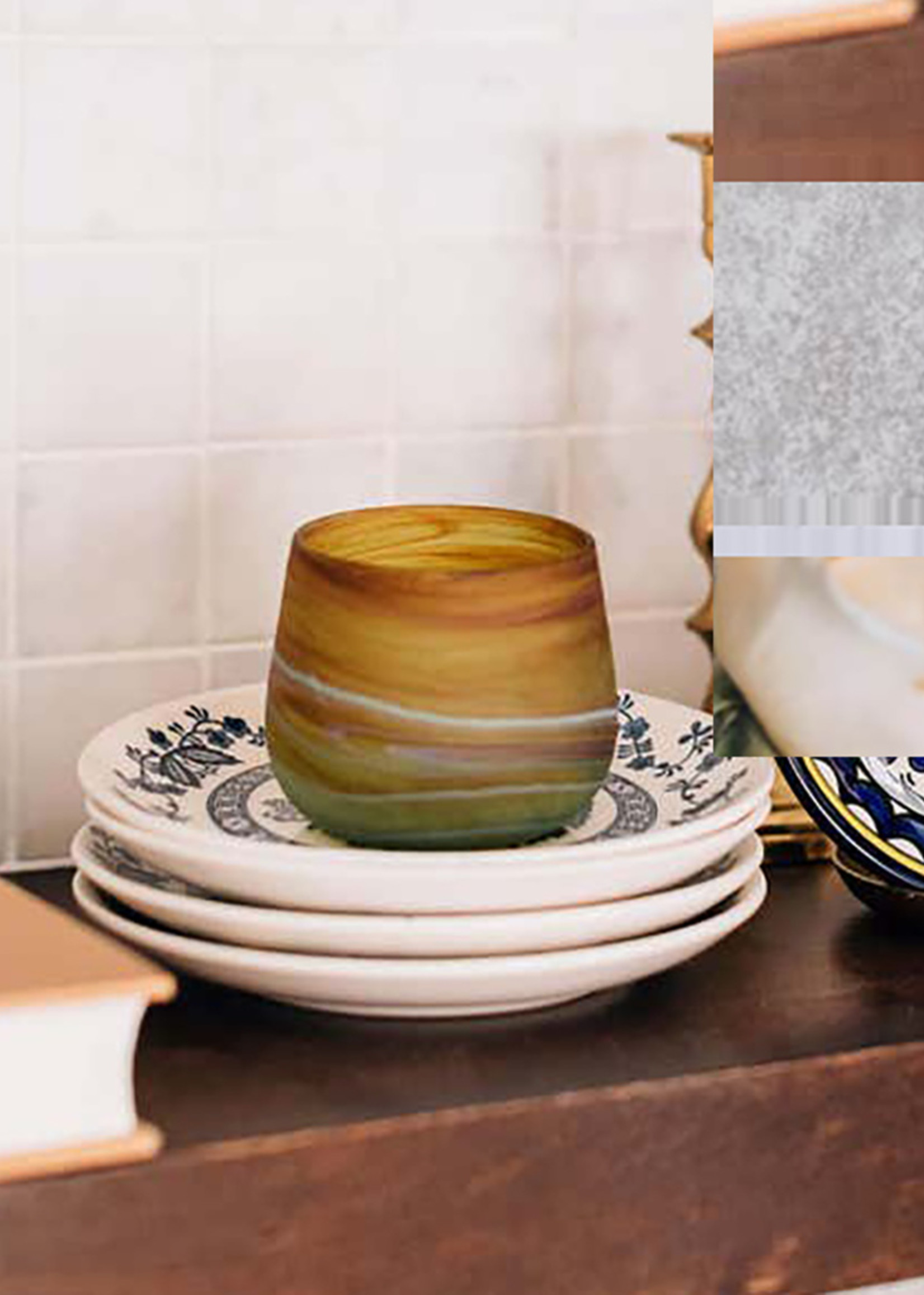 Ten Thousand Villages Phonecian Glass Candleholder