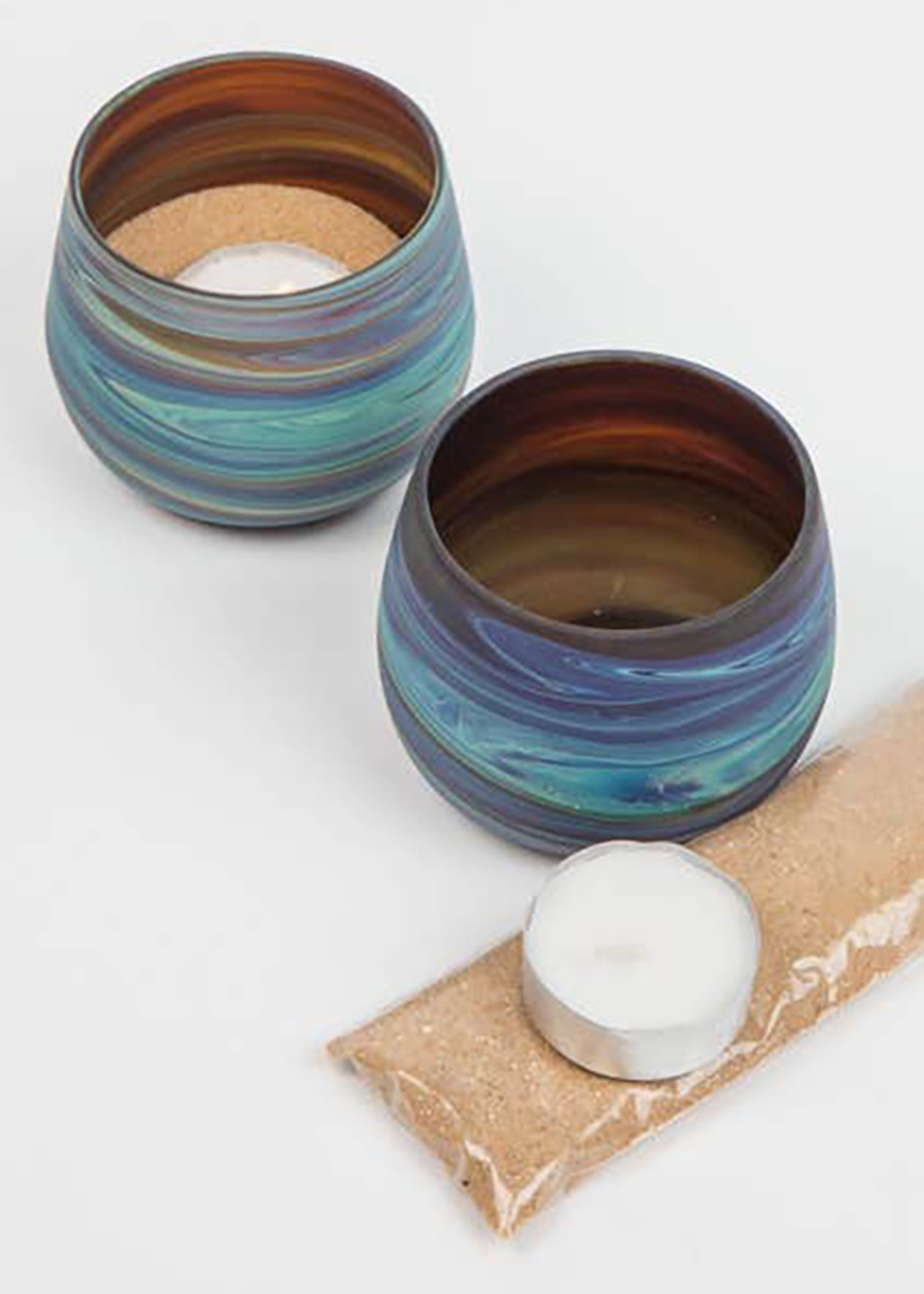 Ten Thousand Villages Phonecian Glass Candleholder