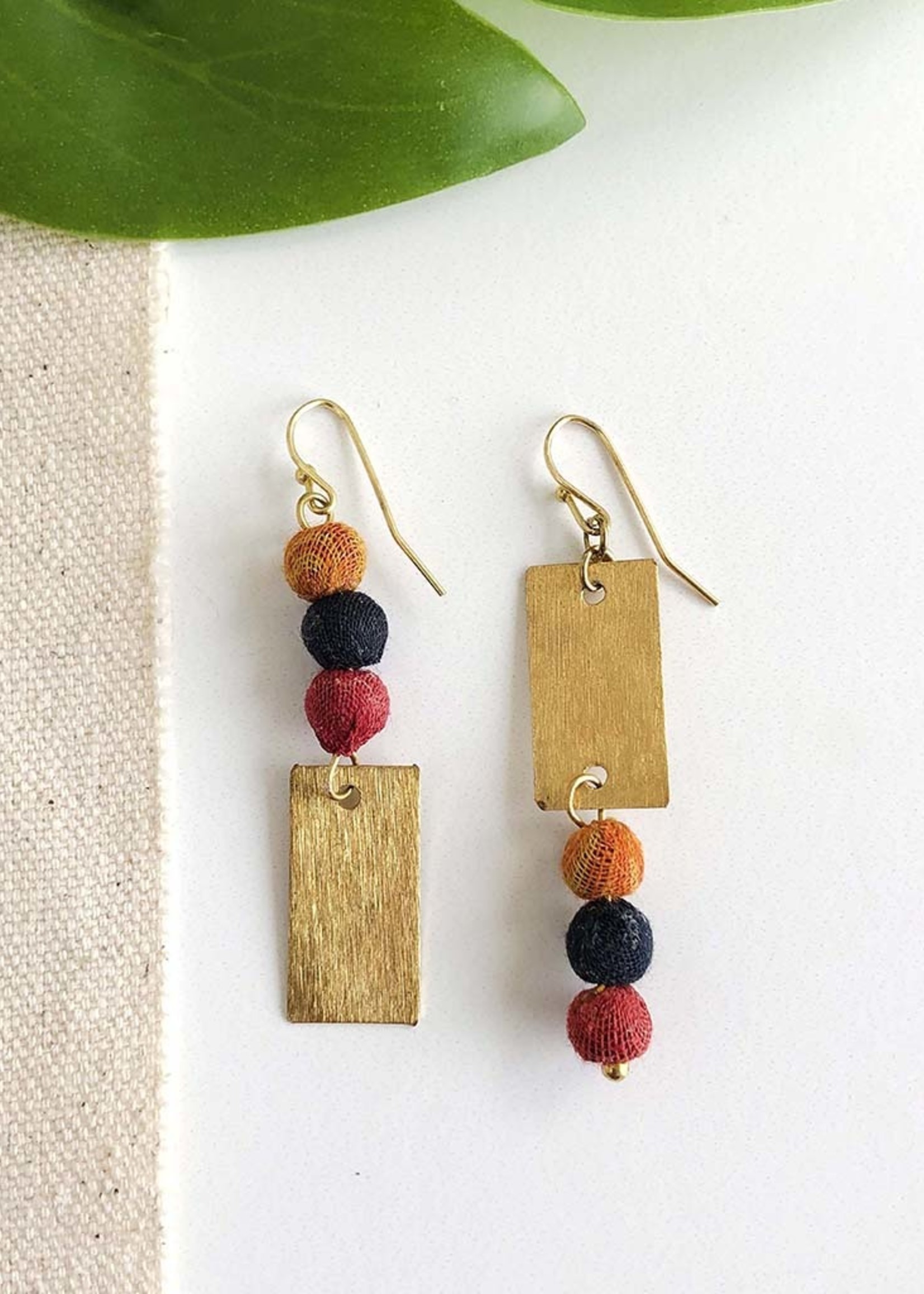 WorldFinds Kantha Asymmetric Earrings