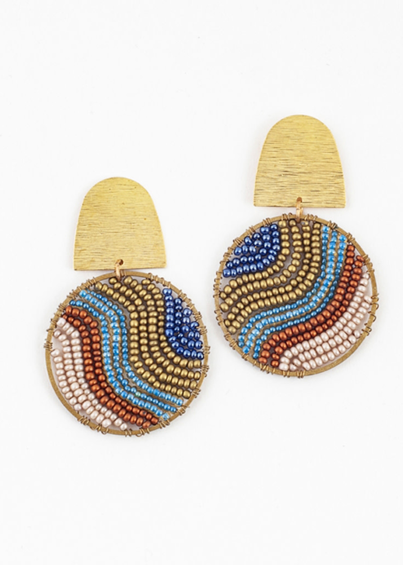 Altiplano Beaded and Brass Flow Post Earrings