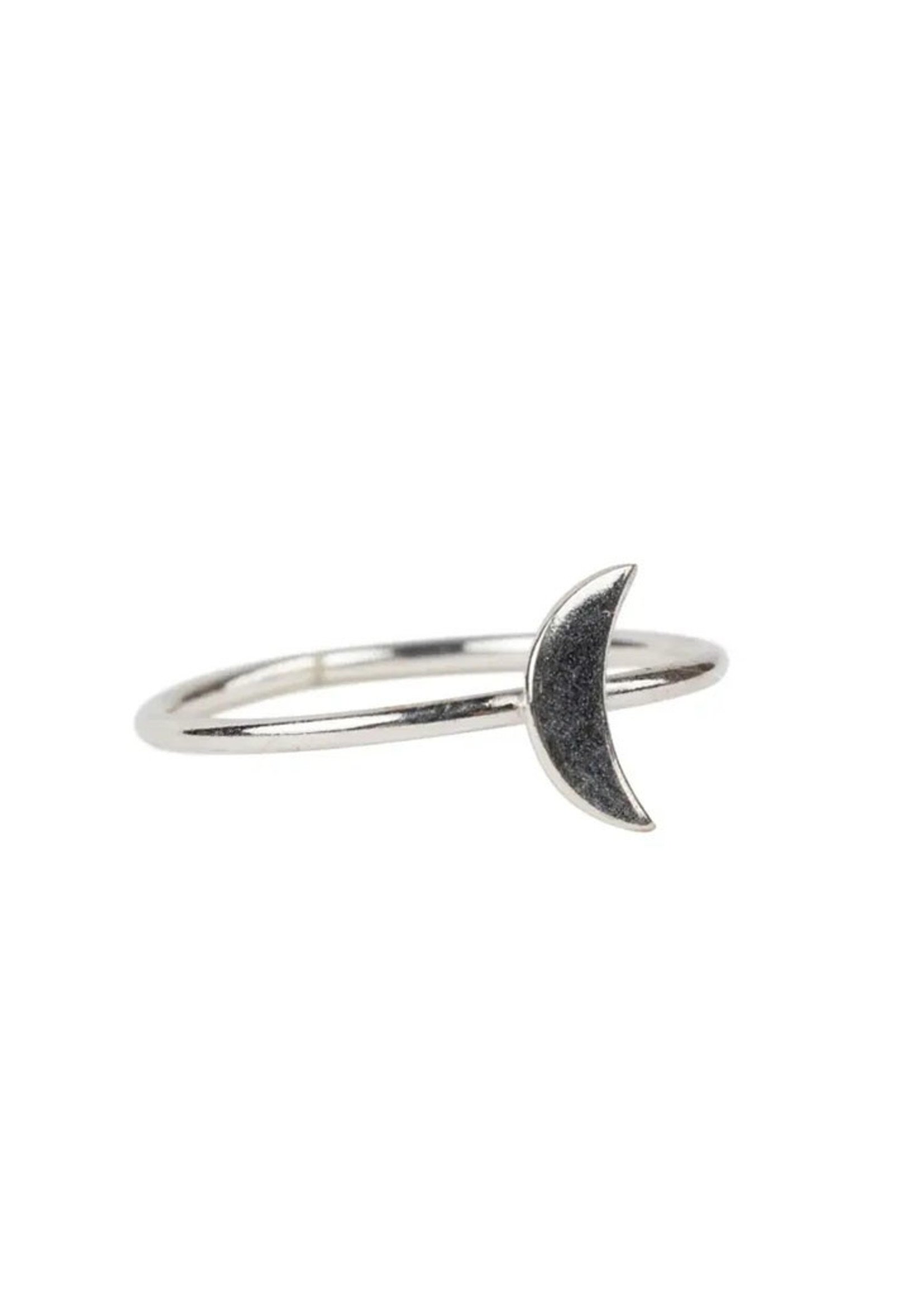 Crescent Moon Silver Tone Ring