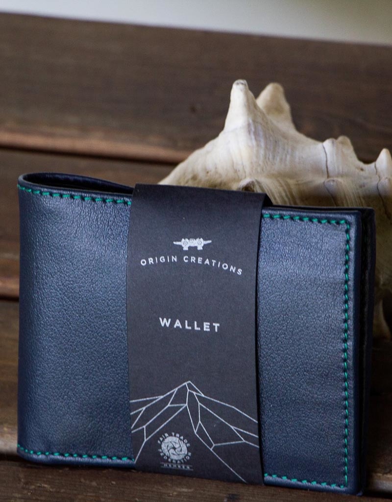 Leather Bi-Fold Wallet - Deep Water Navy from HumanKind Fair Trade