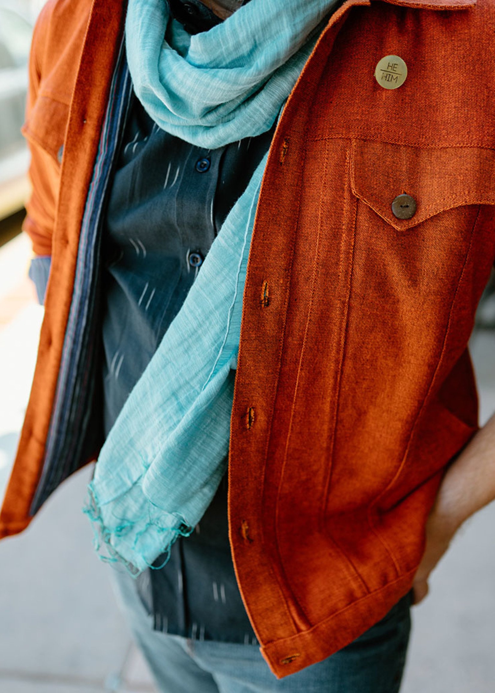 Ganesh Himal Orange Jean-Style Jacket