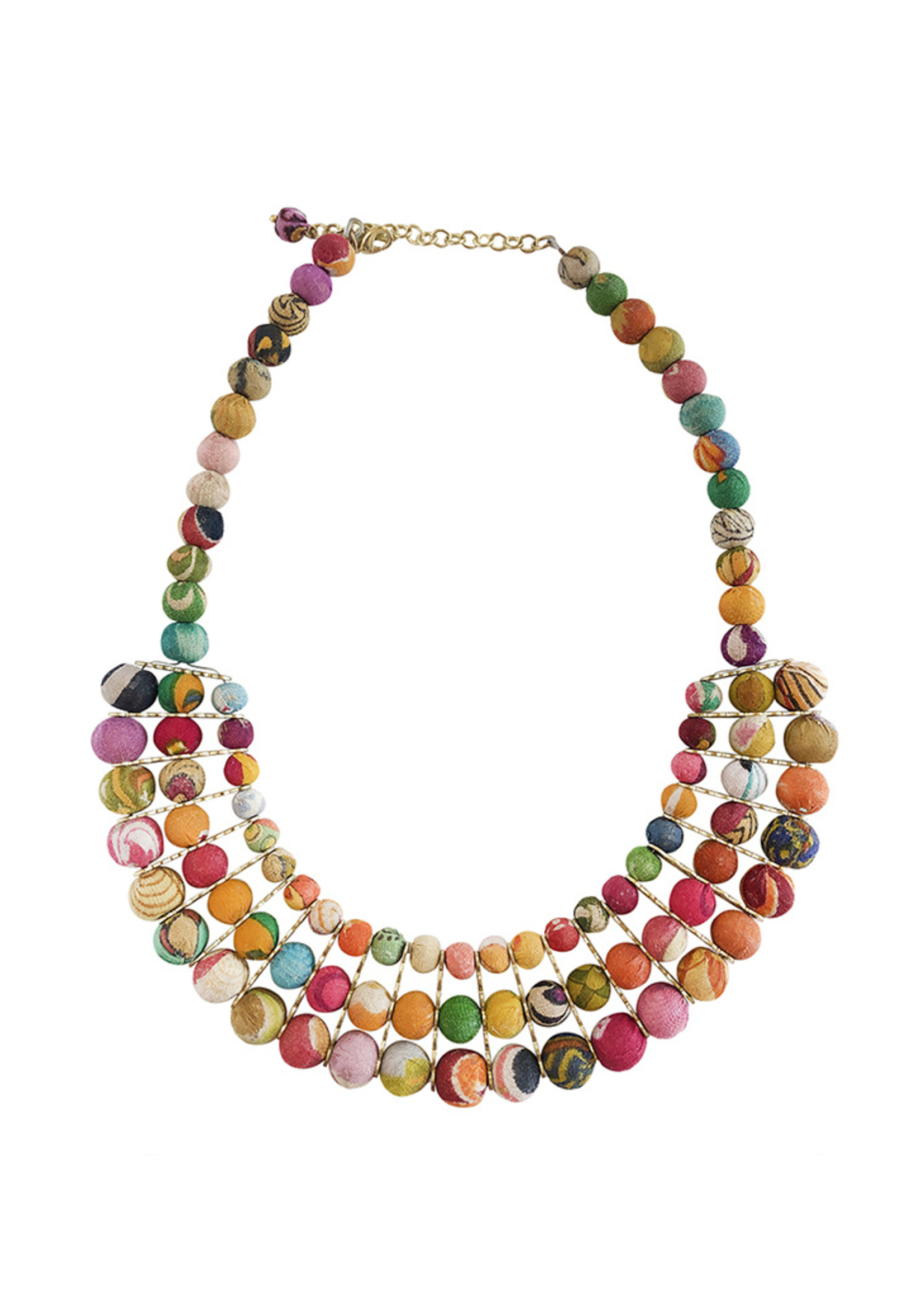 WorldFinds Kantha Gilded Collar Necklace