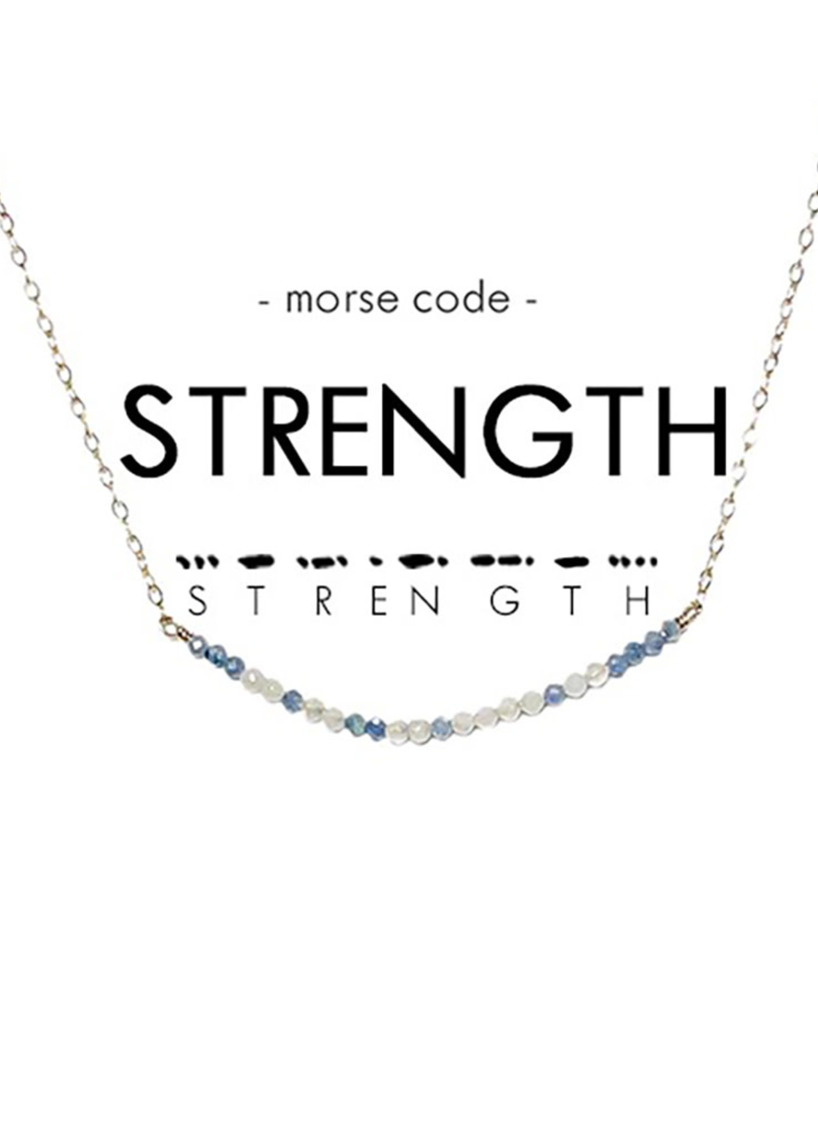 Morse Code Dainty Stone STRENGTH Necklace