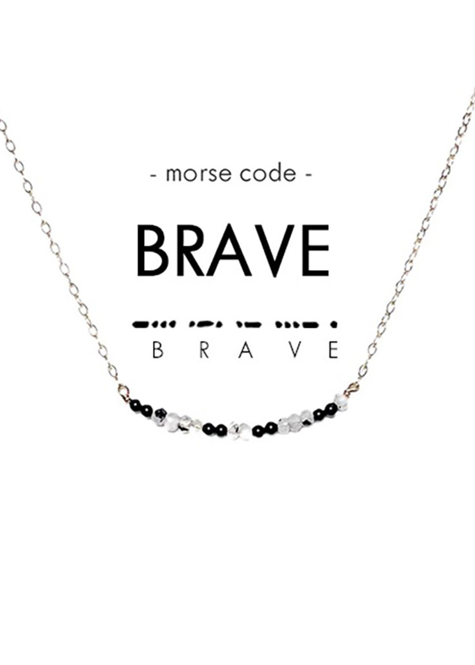 Ethic Goods Morse Code Dainty Stone BRAVE Necklace